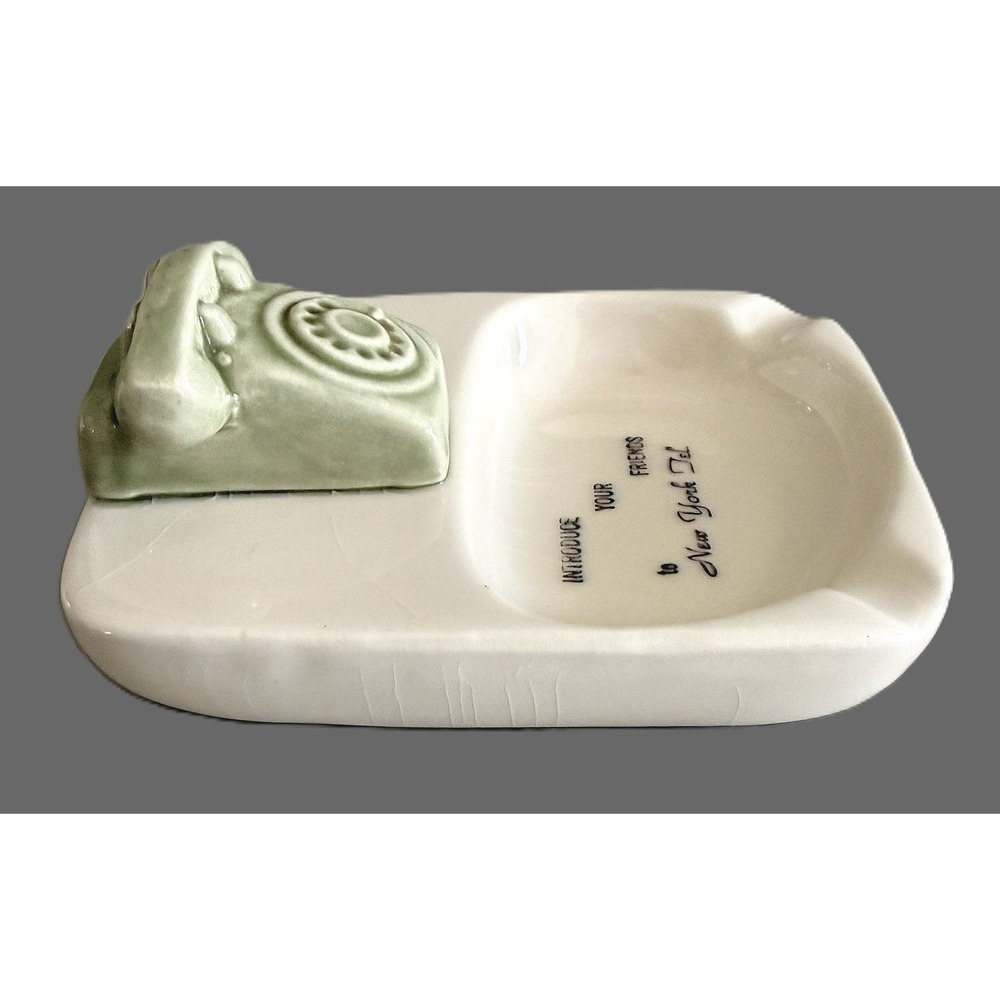 Vintage New York Telephone Co. Ashtray w/ Green Rotary Phone Promo Ceramic USA - Picture 5 of 9